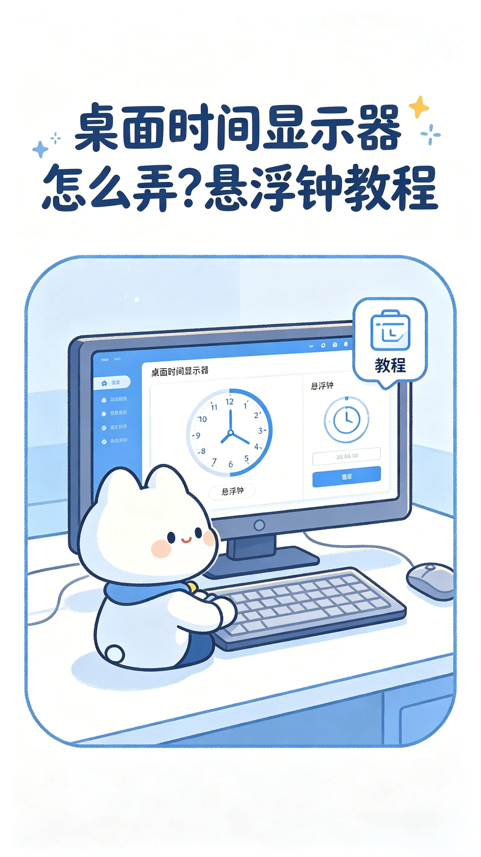 桌面悬浮时钟保姆级教程：3分钟搞定，比自带时钟好用100倍！